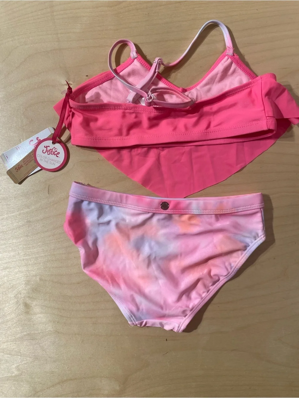 Justice Pink Girls Swim Set Top and Bottom 10 (RG)